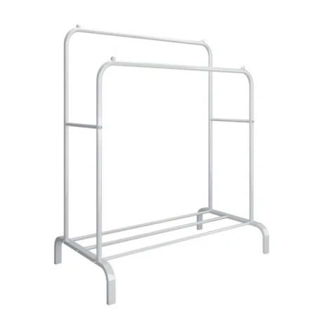 Perchero Para Ropa de Metal Doble Práctico y Resistente Blanco