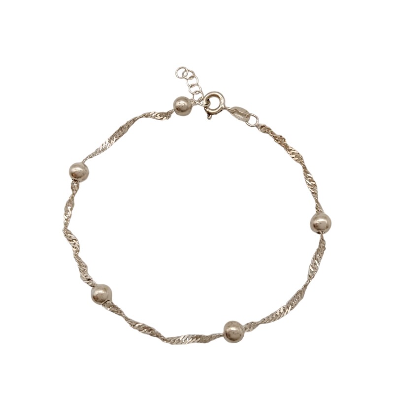 Pulsera Singapur con bolitas-Plata 925 -Sin piedra-PU3699 sinpiedra
