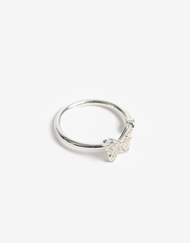 Anillos Chicos Cubic zirconia Anillo Mariposa Bañado En Plata Con Cubic Zirconia. - Plateado