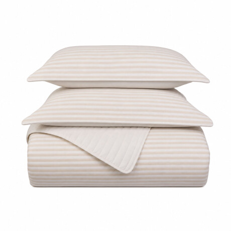 SET CUBRECAMA 2 PLAZAS ALGODON NATURAL-BEIGE COTTON STRIPE ARENA