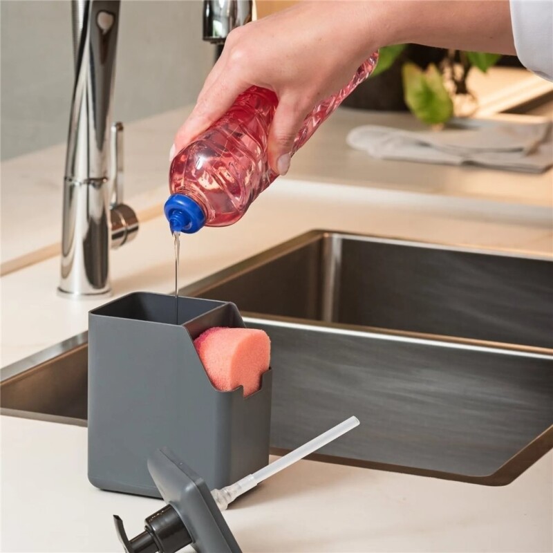 Dispensador de Jabón Líquido Coza Single Gris Claro 500 ml DISPEN. DE JABON PLASTICO SINGLE 500ML LIGHT GRAY