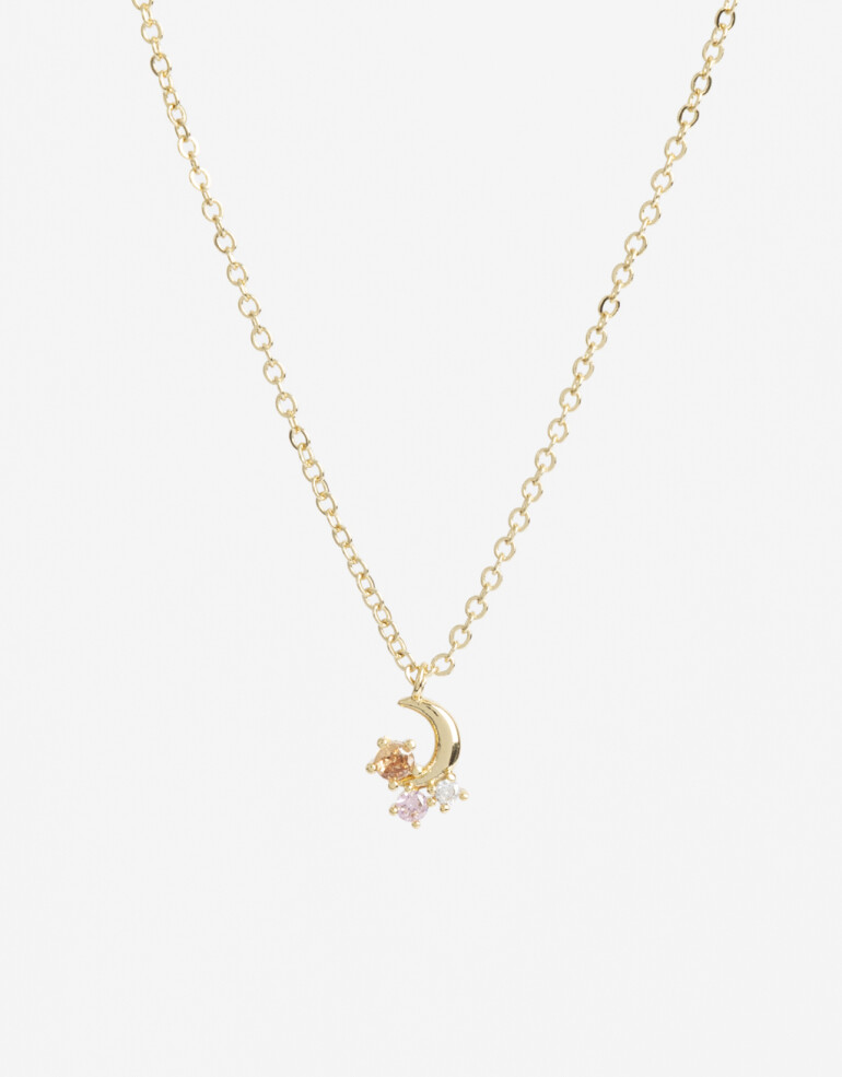 Cadena Corta con Dije Cubic zirconia Collar Con Dije Cubic Bañado En Oro - Dorado