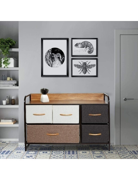 MUEBLE 5 CESTOS TELA ESTRUCTURA ACERO 87.5X29X58CM MUEBLE 5 CESTOS TELA ESTRUCTURA ACERO 87.5X29X58CM