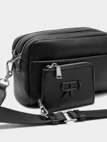 Bolso Bandolera Cierre Doble Y Colgante negro