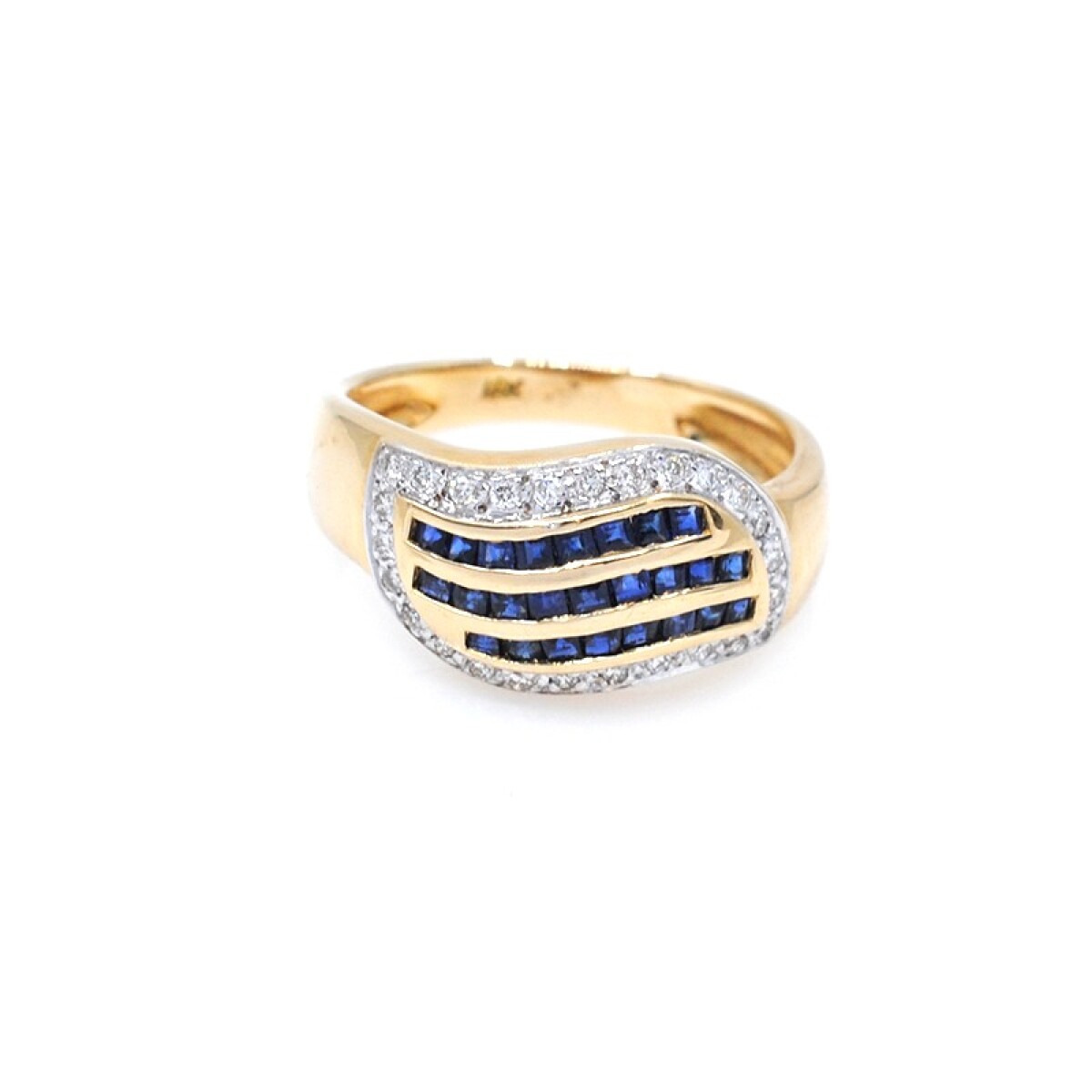 Anillo oro 18k zafiros y brillantes 