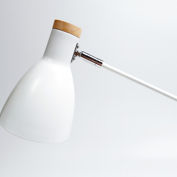 Lampara De Mesa Escritorio Estilo Nórdico Madera Metal 58Cm Color Blanco
