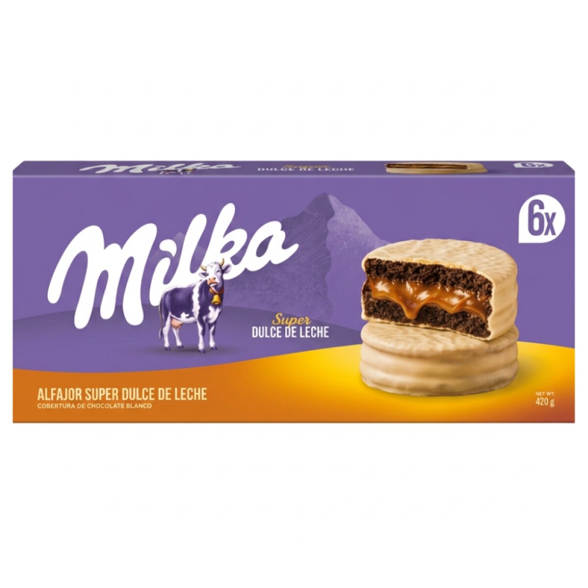 Milka Caja Alfajores Super Dulce De Leche Blanco 6u 