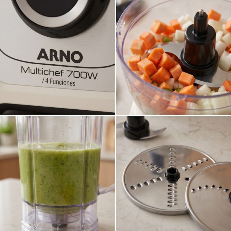 Multiprocesador de alimentos Arno Multichef | 4 en 1 | Potencia de 600W. Multiprocesador de alimentos Arno Multichef | 4 en 1 | Potencia de 600W.