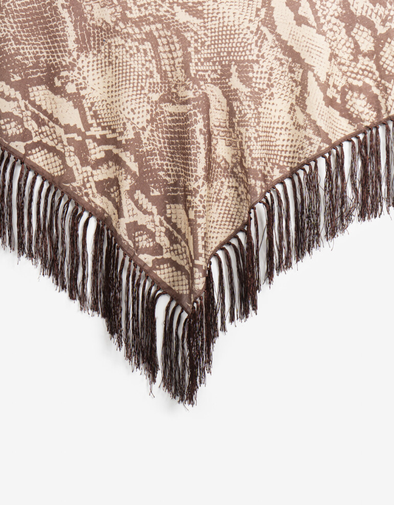 Pañuelos Raso Algodón Animal Print Pañuelo De Raso Snake Print Con Flecos - Estampado Animal Print