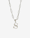Cadena Corta con Dije Letras Collar De Acero Con Inicial S - Plateado