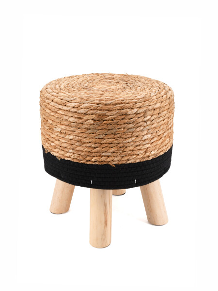 PUFF 3 PATAS YUTE COMBINADO CON NEGRO NEGRO