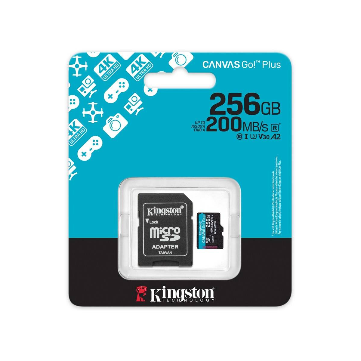 Memoria Kingston Micro SDCG4 256GB Canvas Go Plus V30 