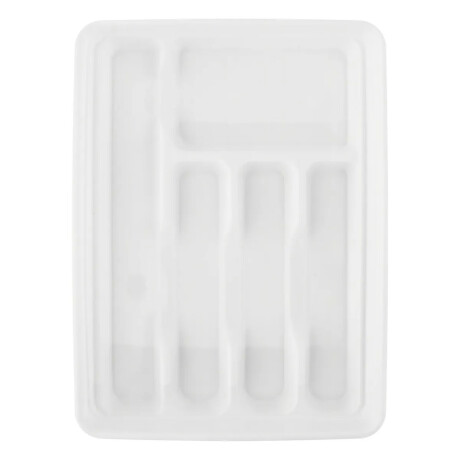 Porta Cubiertos Cubiertero Plástico con Tapa y 5 Divisiones Blanco
