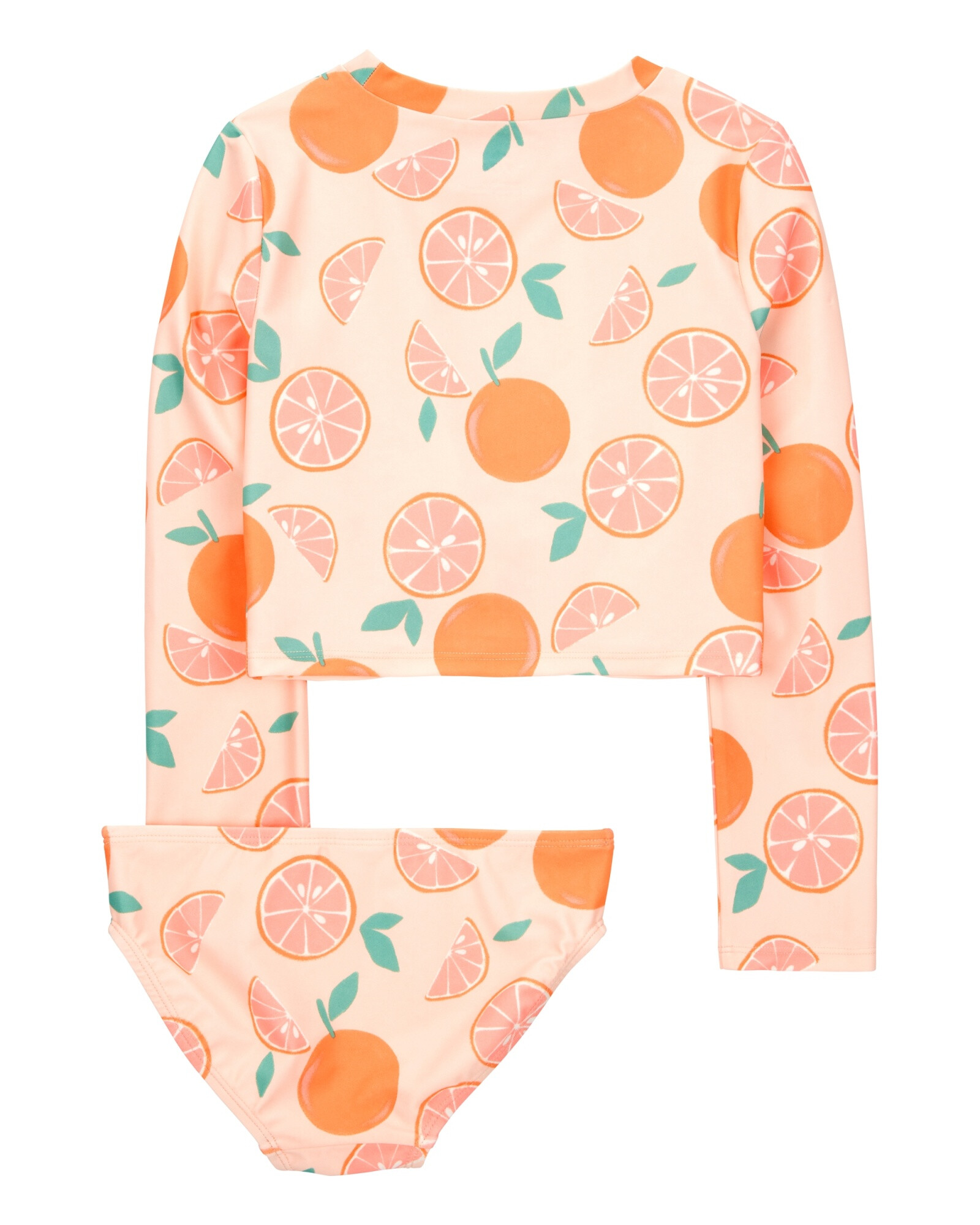 Malla de baño dos piezas, protección UPF 50+, manga larga, diseño naranjas Sin color