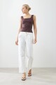 Pantalón wide leg pinzado crudo