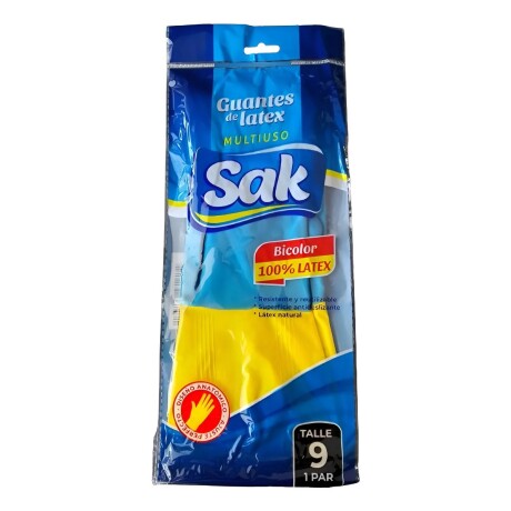 Guantes Domésticos Premium Sak Varios Talles AZUL-AMARILLO