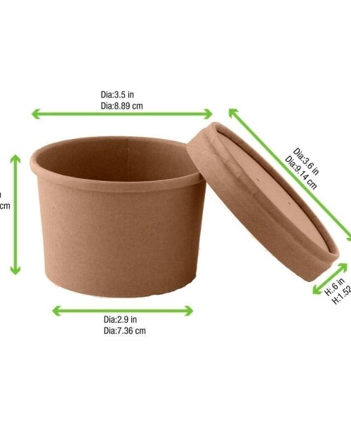 Recipiente kraft impermeable con tapa 230 ml - 25 unidades Recipiente kraft impermeable con tapa 230 ml - 25 unidades