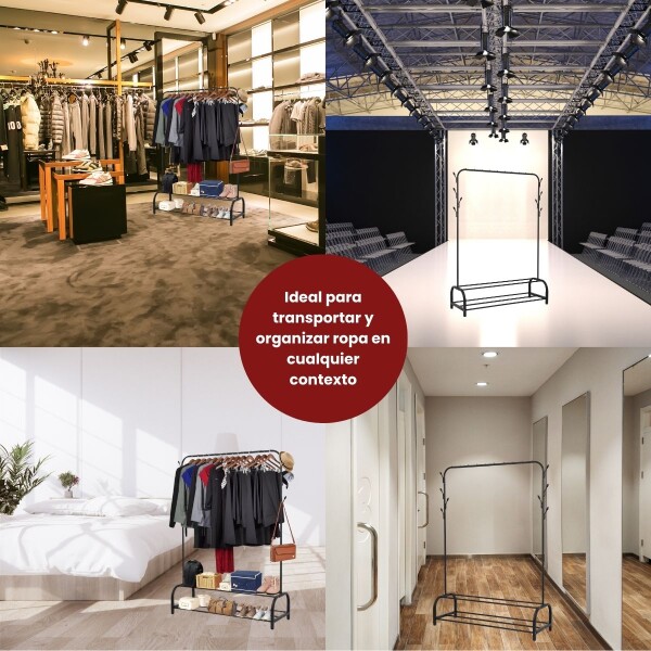 Perchero Para Ropa Con Doble Estante Percha Metal Organizador Placard Ropero Imback Color Negro Perchero Para Ropa Con Doble Estante Percha Metal Organizador Placard Ropero Imback Color Negro