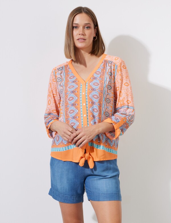 Blusa Shibori ANARANJADO/MULTI