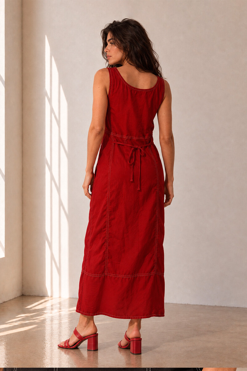 VESTIDO LINO VIVI BURDEOS