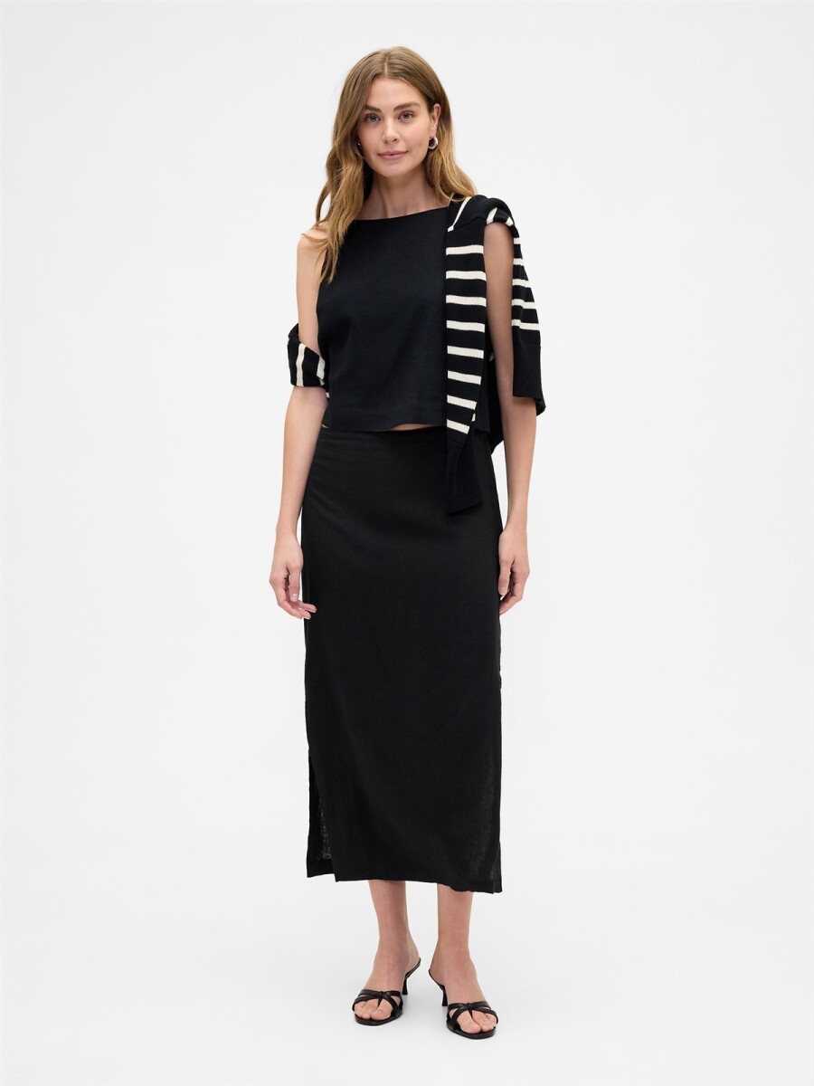 Pollera De Lino Mujer - True Black 
