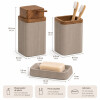 Set Baño 3 Piezas Dispensador Jabonera Porta Cepillos Beige Set Baño 3 Piezas Dispensador Jabonera Porta Cepillos Beige