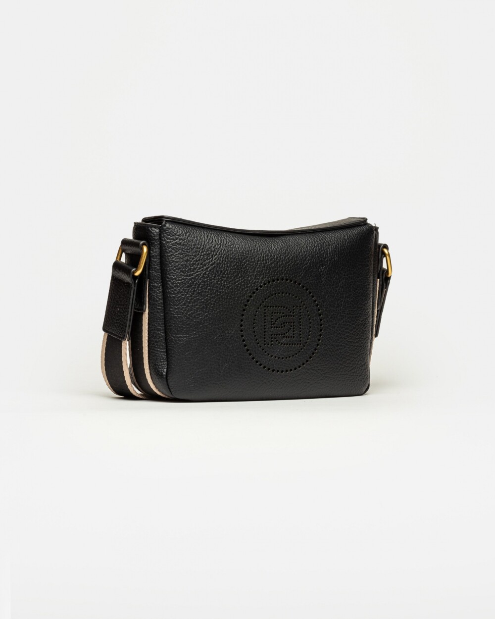 Bandolera Key en efecto cuero graneado Negro