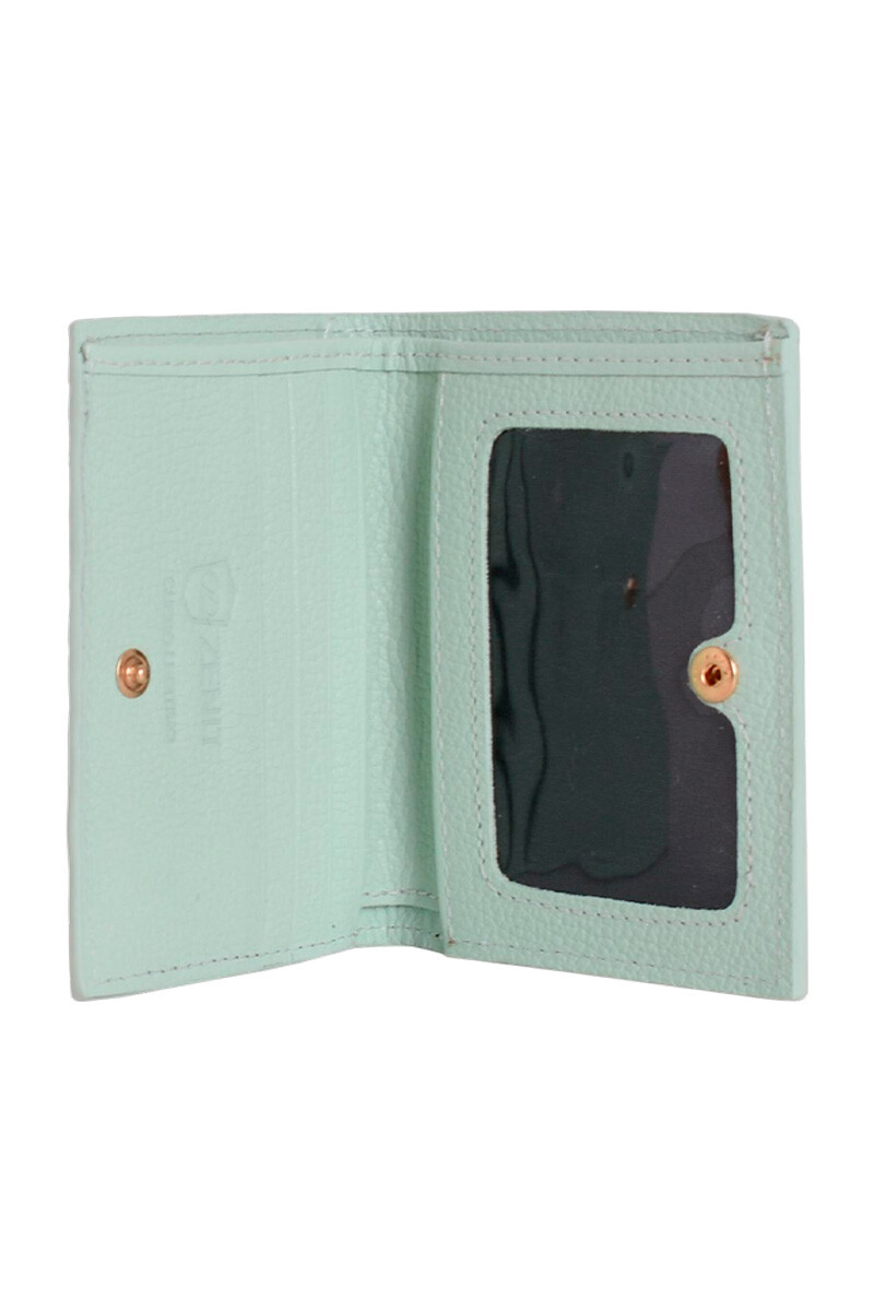 BILLETERA CORTA CUERO VERDE AGUA BILLETERA CORTA CUERO VERDE AGUA