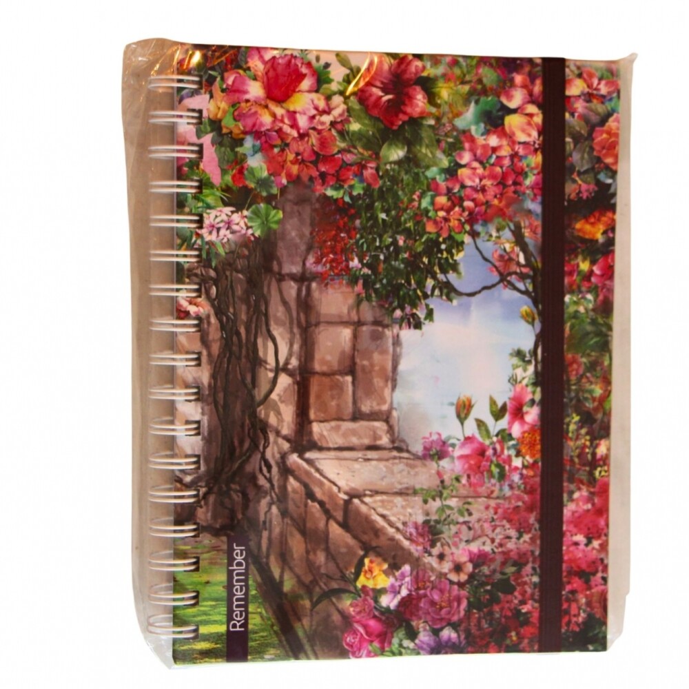 CUADERNO REMEMBER PRINT 17X23 TAPA FLORES Y ROCAS