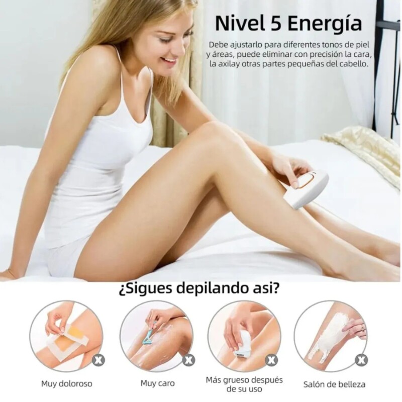 Depiladora láser IPL portátil con 5 niveles de intensidad Depiladora láser IPL portátil con 5 niveles de intensidad