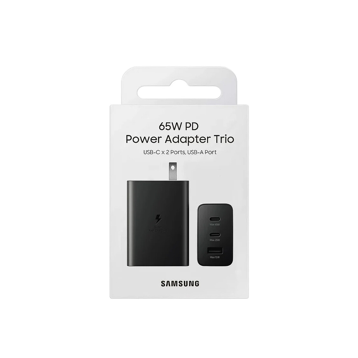 Ficha Samsung triple 65W+25w+15w color negro 