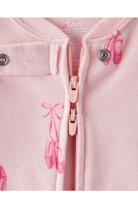 Pijama una pieza de algodón, con pie, diseño ballet Sin color