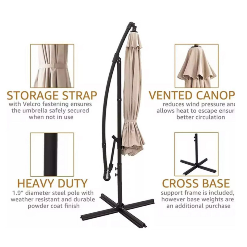Sombrilla Grande de Jardín 2.70 m con Base de Hierro y Proteccion UV Sombrilla Grande de Jardín 2.70 m con Base de Hierro y Proteccion UV