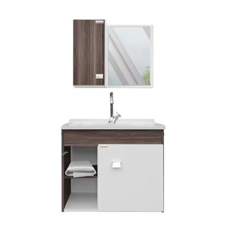Mueble de baño suspendido Sophia Almendra 60cm bacha de resina natural y espejo con botiquín Mueble De Baño Suspendido Sophia Almendra 60cm Bacha De Resina Natural Y Espejo Con Botiquín