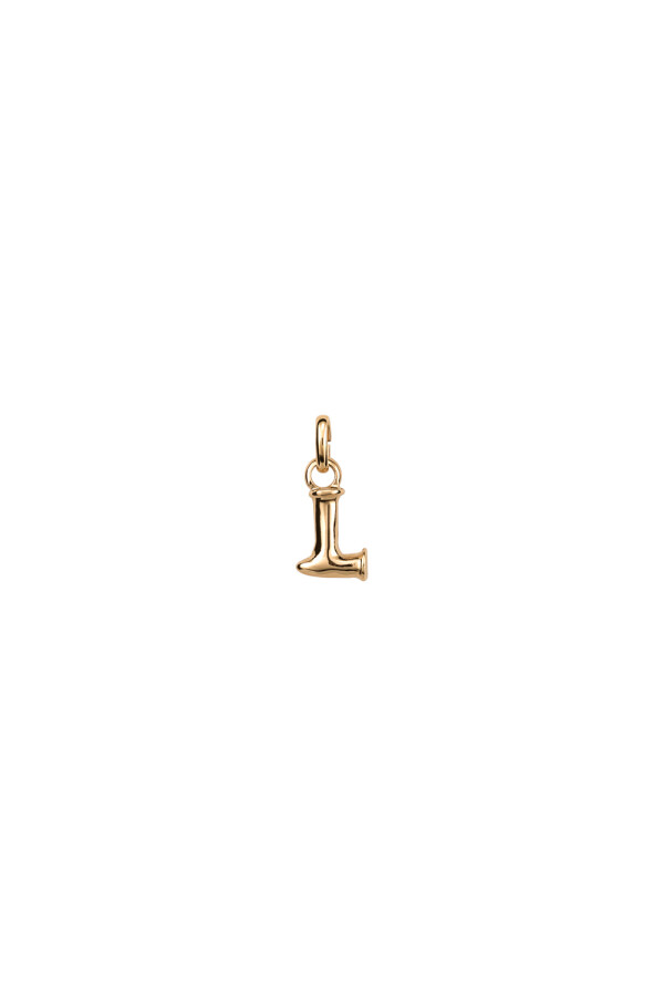 CHARM DE ALEACION DE METALES BAÑADO EN ORO DE 18 K CON FORMA DE LETRA L CON ARGOLLA ORO / BLANCO