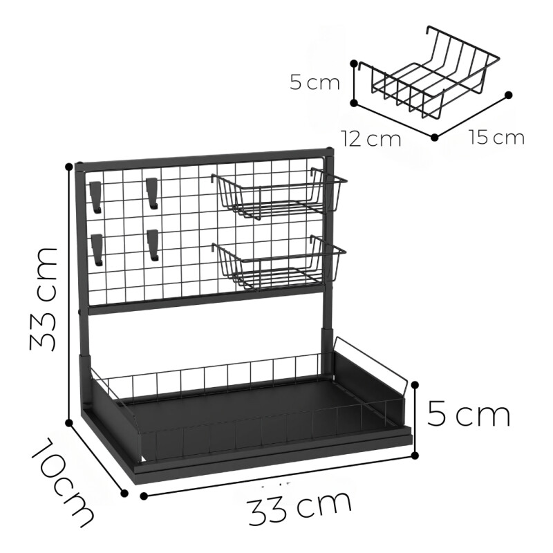 Escurridor Organizador De Platos Cocina Bandeja Extraible Negro