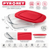 Fuente de Vidrio para Horno Pyro Rey con Tapa Plastica 1.7 Litros Fuente de Vidrio para Horno Pyro Rey con Tapa Plastica 1.7 Litros