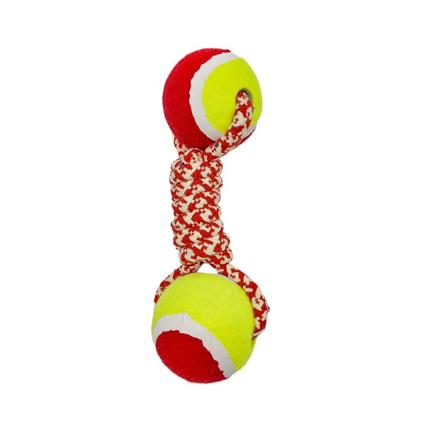 Juguete Perro Pelotas Tenis Cuerda Soga Trenzada Mascotas Variante Color Rojo