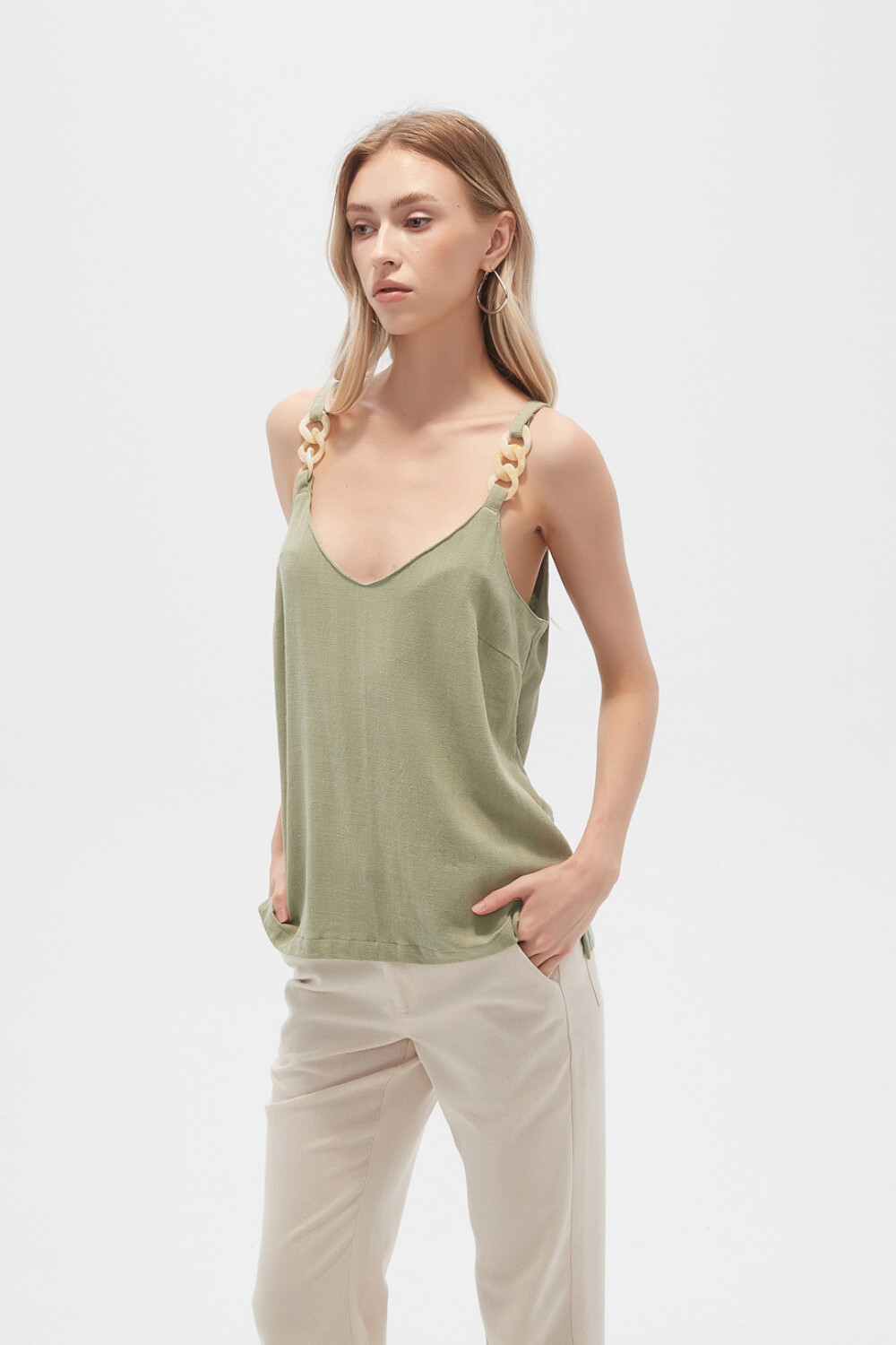 Musculosa Zelofa Verde Azulado