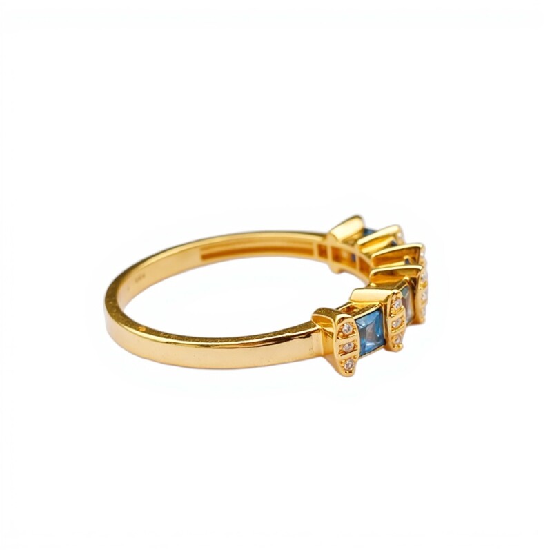 Anillo Vera-Oro 18k-Piedra Zafiro y Zirconia-AN9504 conpiedra