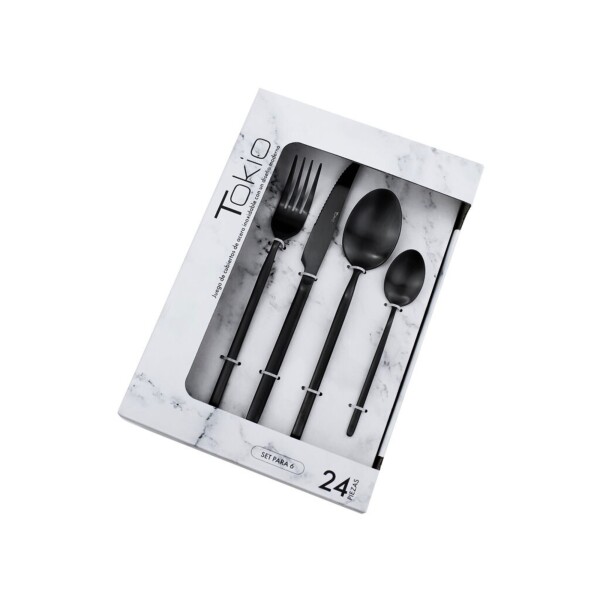 Set de cubiertos negros para 6 personas 24 Piezas Tokio Set de cubiertos negros para 6 personas 24 Piezas Tokio