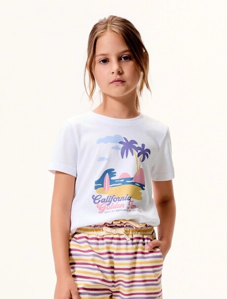 CAMISETA DE NIÑA MANGA CORTA ESTAMPADA BLUSA MM FEM