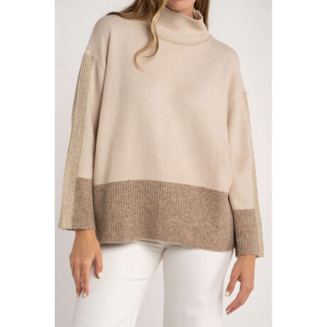 Polera Color Block Beige Melange