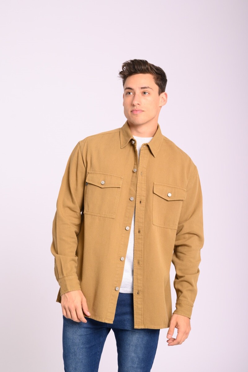 Sobrecamisa de gabardina Khaki