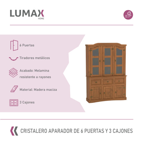 Cristalero Armario Lumax Aparador 6 Puertas y 3 Cajones madera maciza Cristalero Armario Lumax Aparador 6 Puertas y 3 Cajones madera maciza