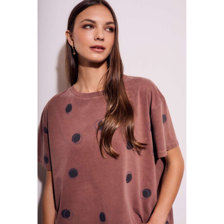Remera Algodon Lunares Marron Marron