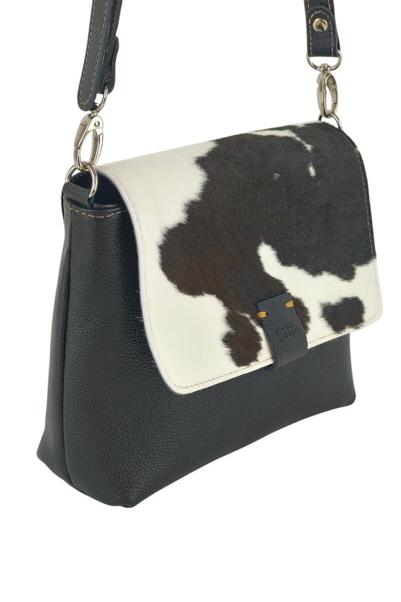 Morral con solapa combinado Negro