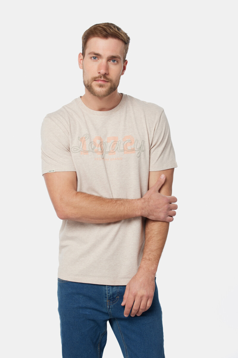 REMERA CON BORDADO - Beige 