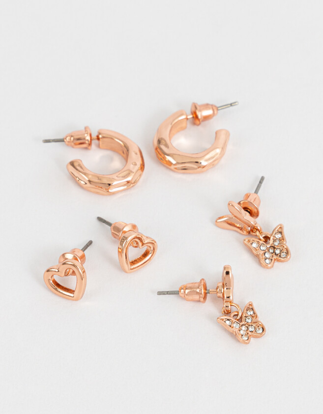 Aros Sets Bañada en Oro Rosa Set De Aros Bañados En Oro Rosa - Dorado