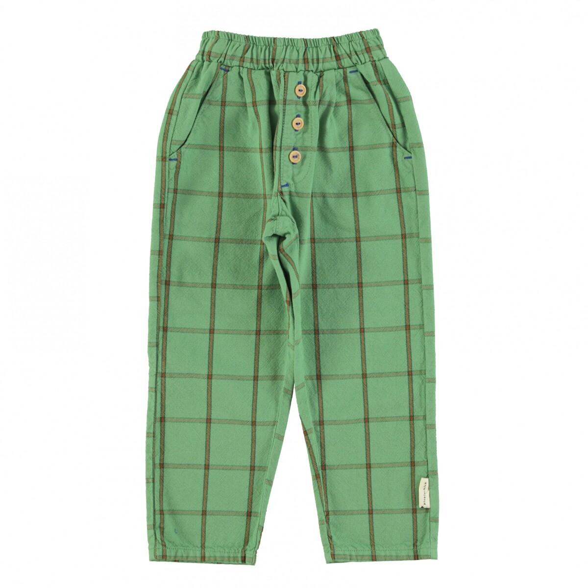 SS25.UN2502A - Pantalón De Algodón A Cuadros Con Bolsillos Y Elástico Verde Piupiuchick - 24 Meses 
